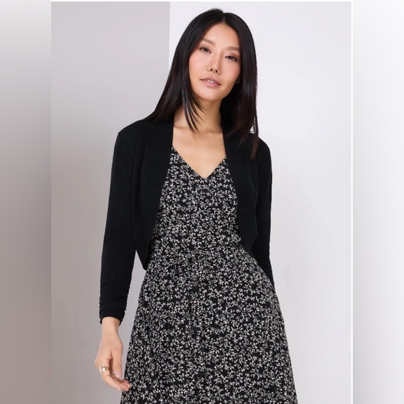 Sweaters - 3/4 Ruched Sleeve Bolero Sweater